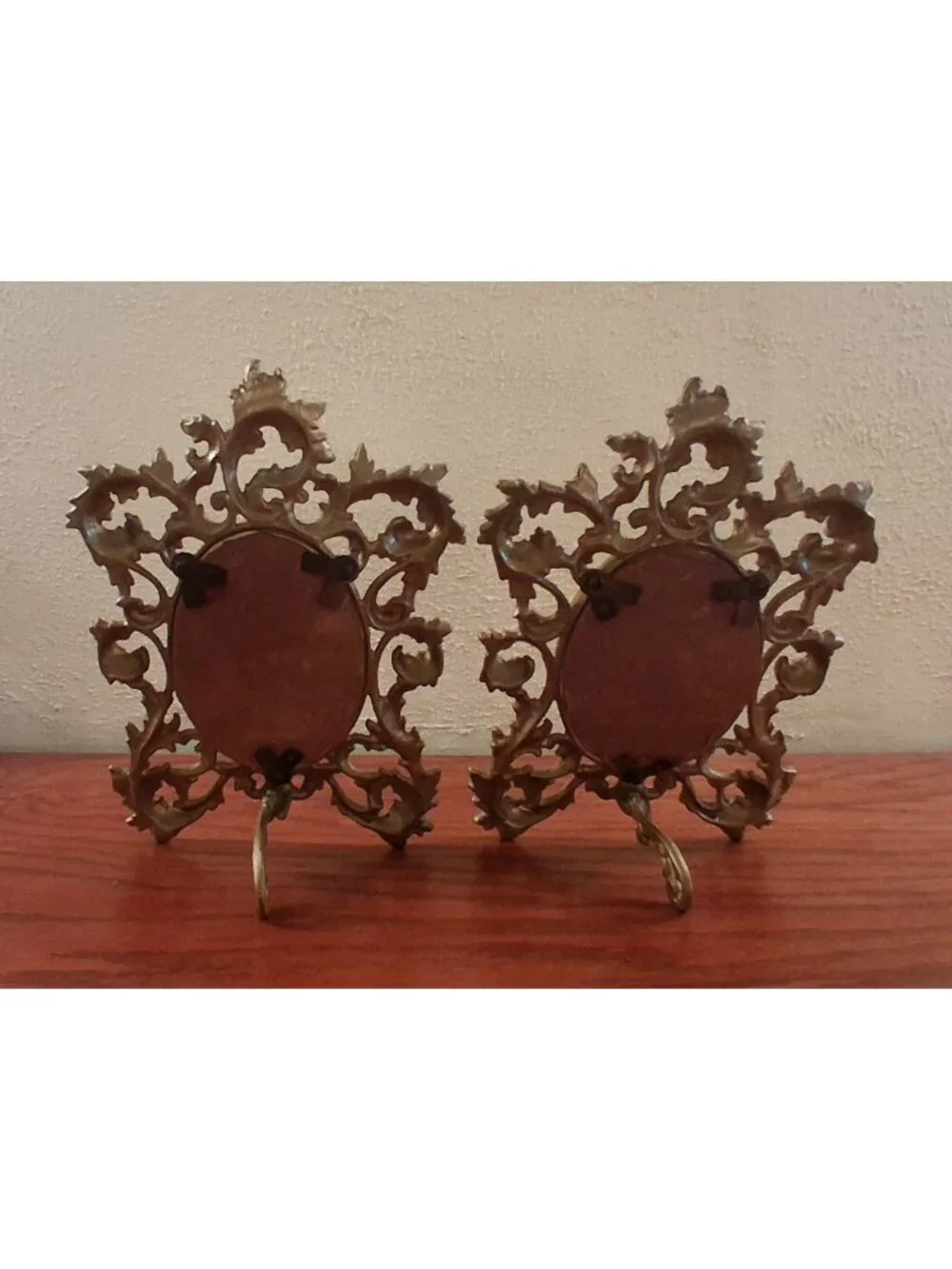 Antique Victorian Picture Photo Frame Cast Iron Ornate Scroll Filigree Set of 2